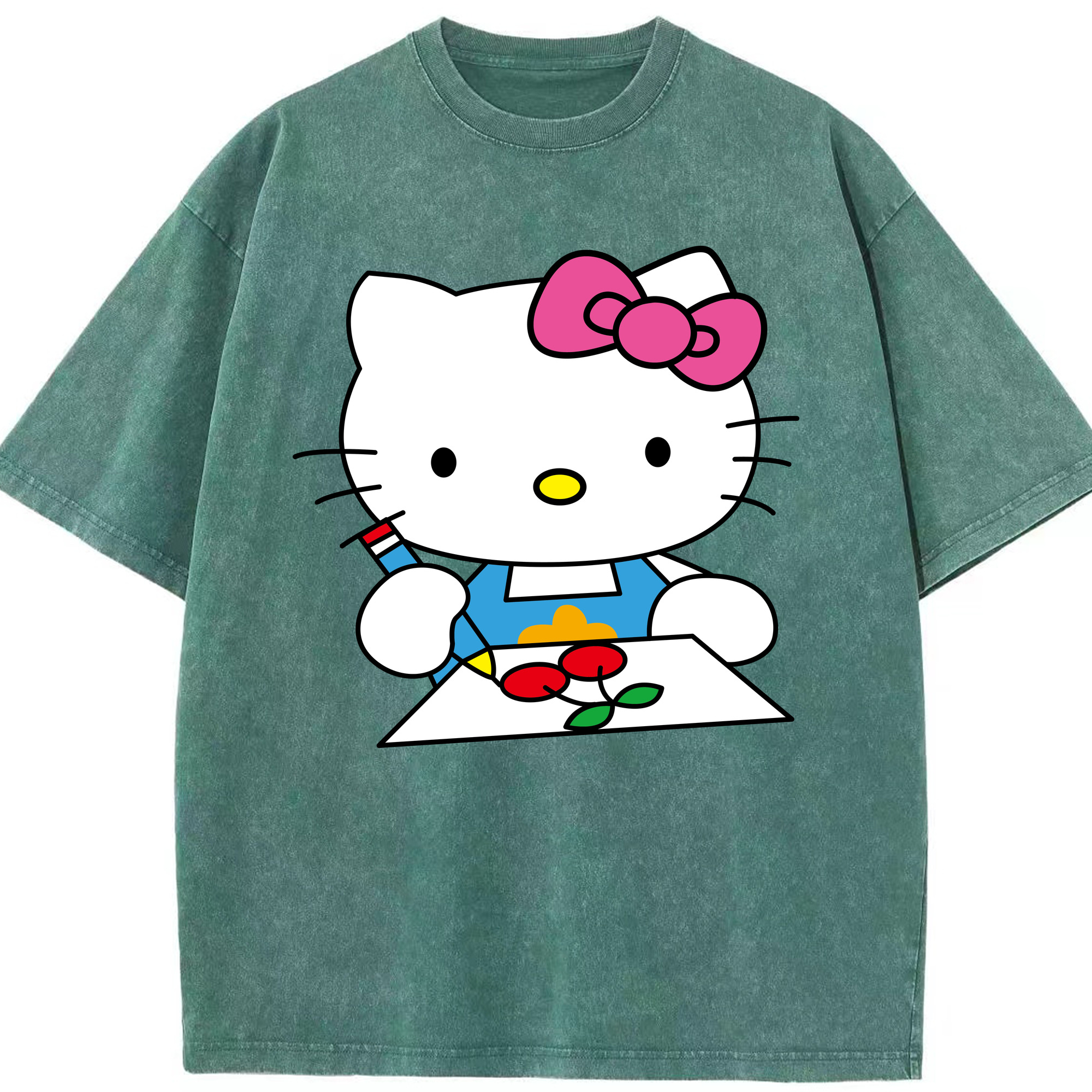 （画像用） Hello Kitty ハローキティ 綿100% ヴィンテージ風 半袖Tシャツ（フロントプリント）